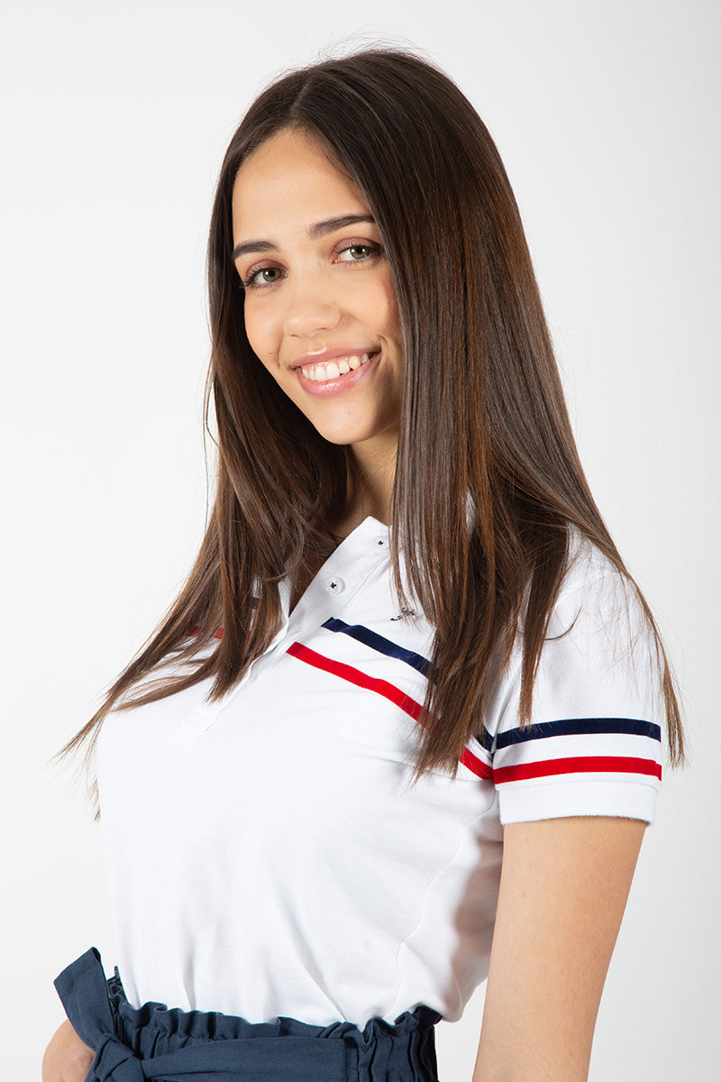 Polo blanco franjas