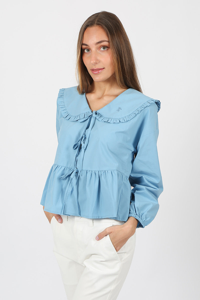 Blusa Volantes Azul