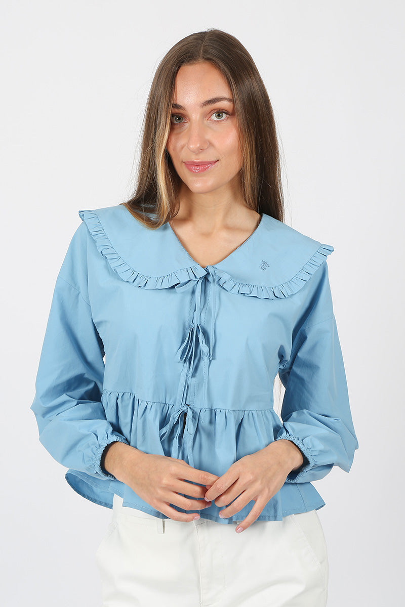 Blusa Volantes Azul