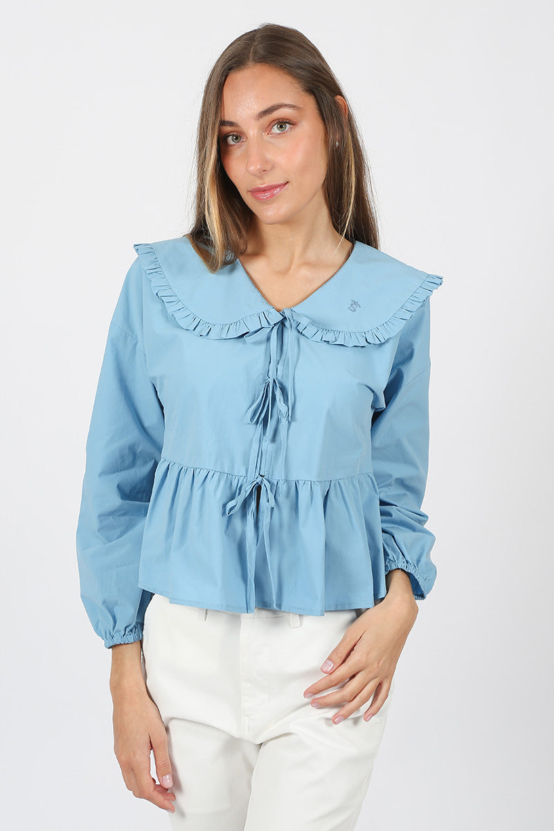Blusa Volantes Azul