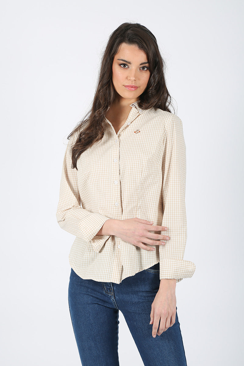 Camisa Cuadros Beige