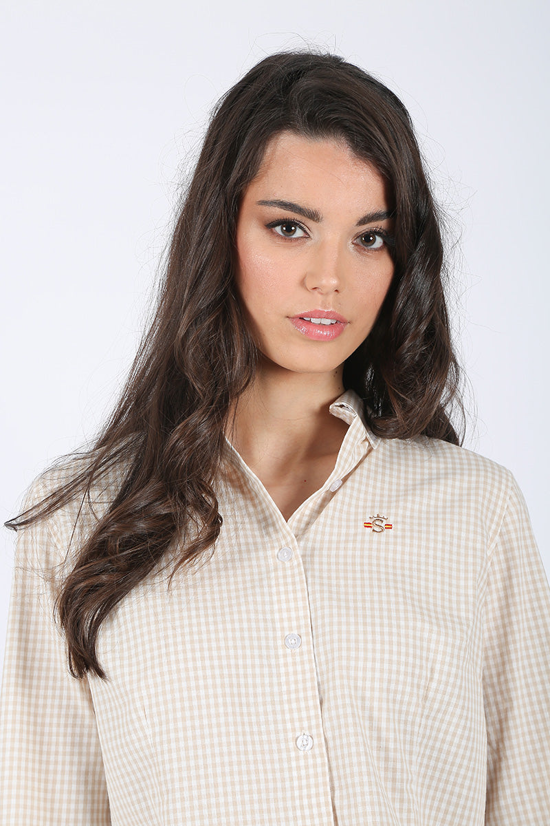 Camisa Cuadros Beige
