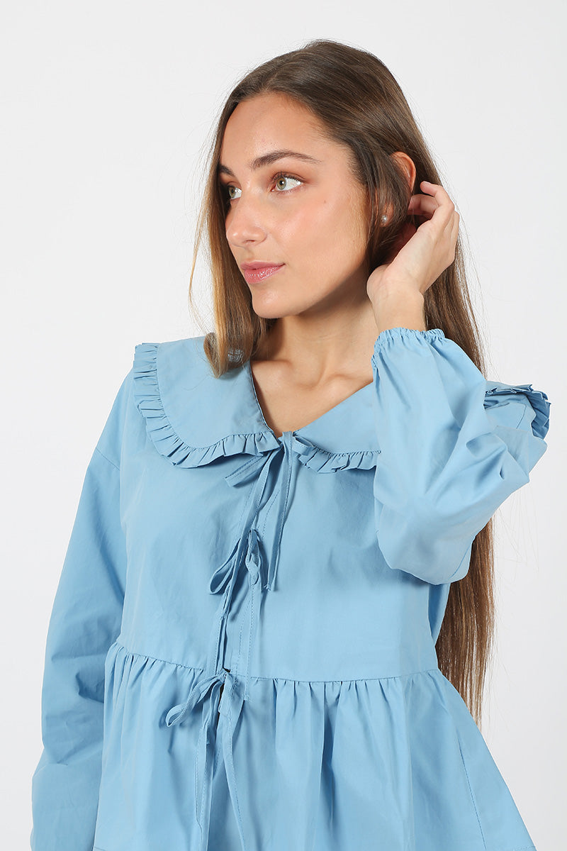 Blusa Volantes Azul