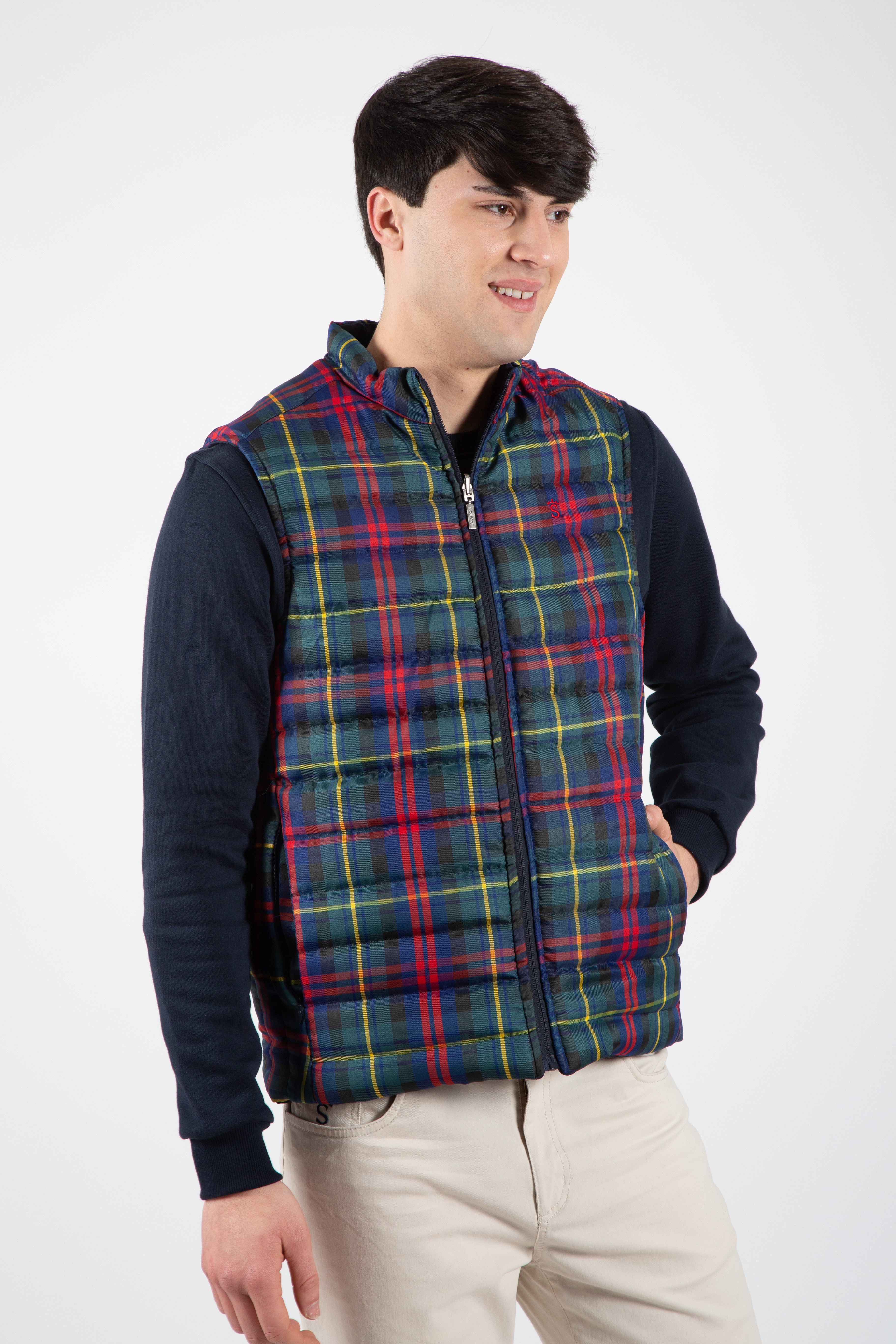 Chaleco tartan reversible Marino