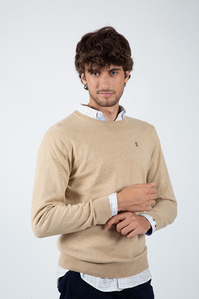 Beige Round Neck Sweater