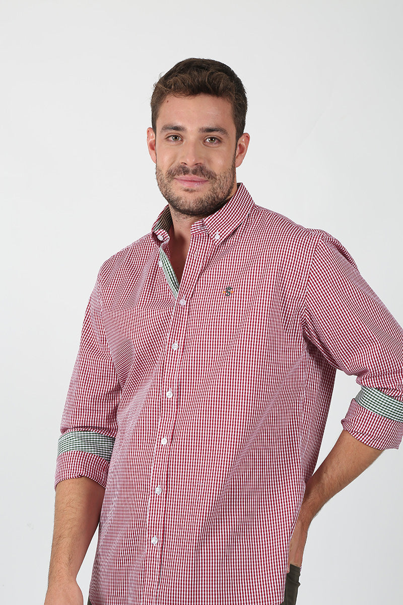 Camisa Cuadro Granate