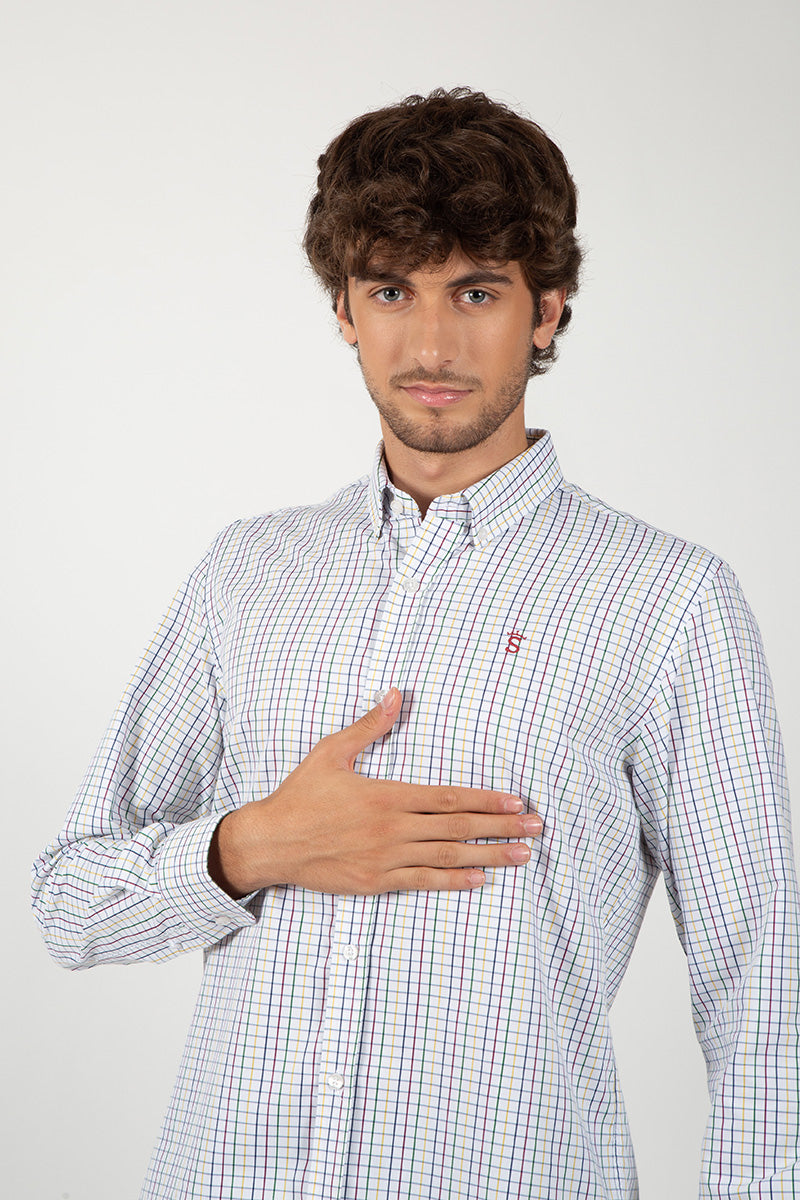 Camisa Blanca Cuadros Colores