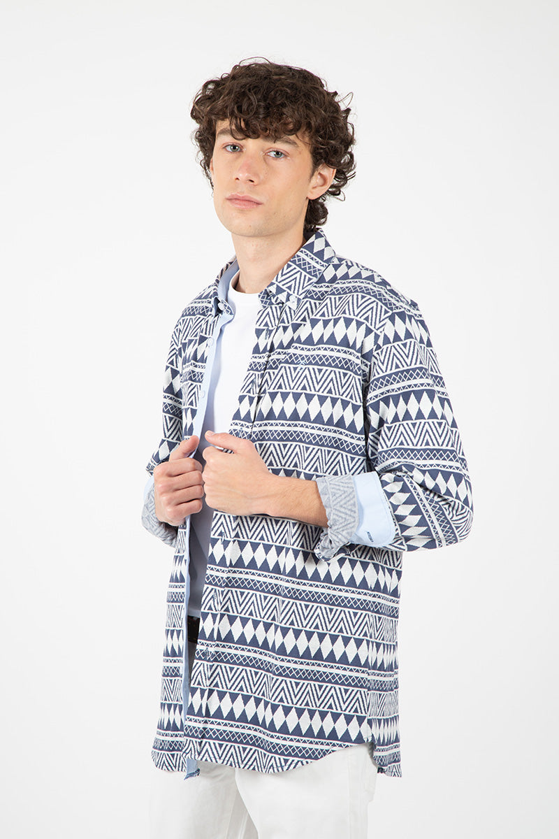 Sobrecamisa estampada etnica