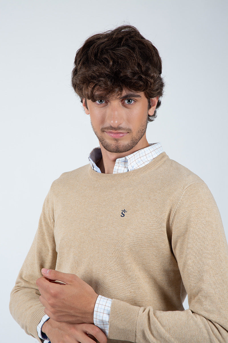 Beige Round Neck Sweater