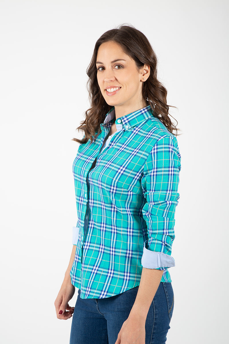 Turquoise checkered shirt