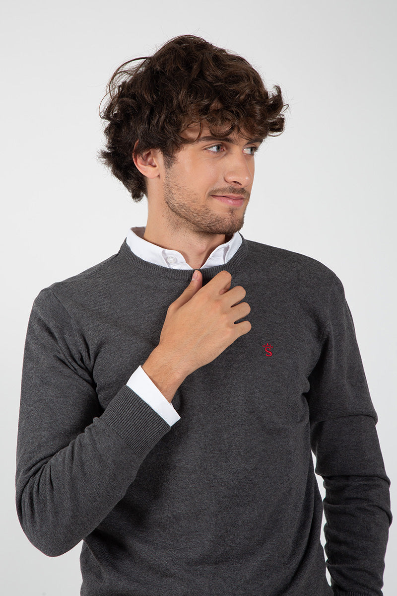 Jersey Cuello Redondo Gris
