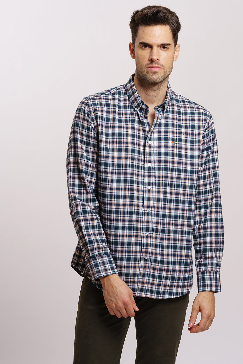 Gray Green Checkered Shirt