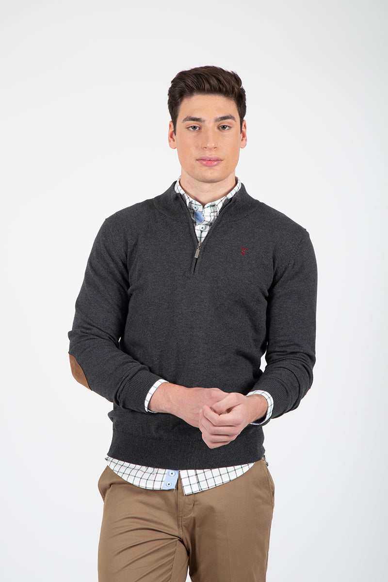 Jersey Cremallera con Coderas Gris