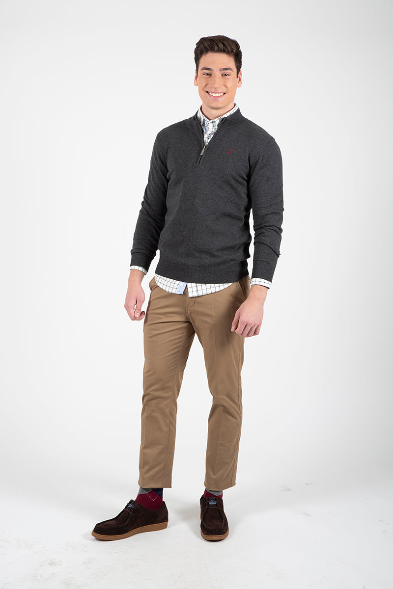 Jersey Cremallera con Coderas Gris