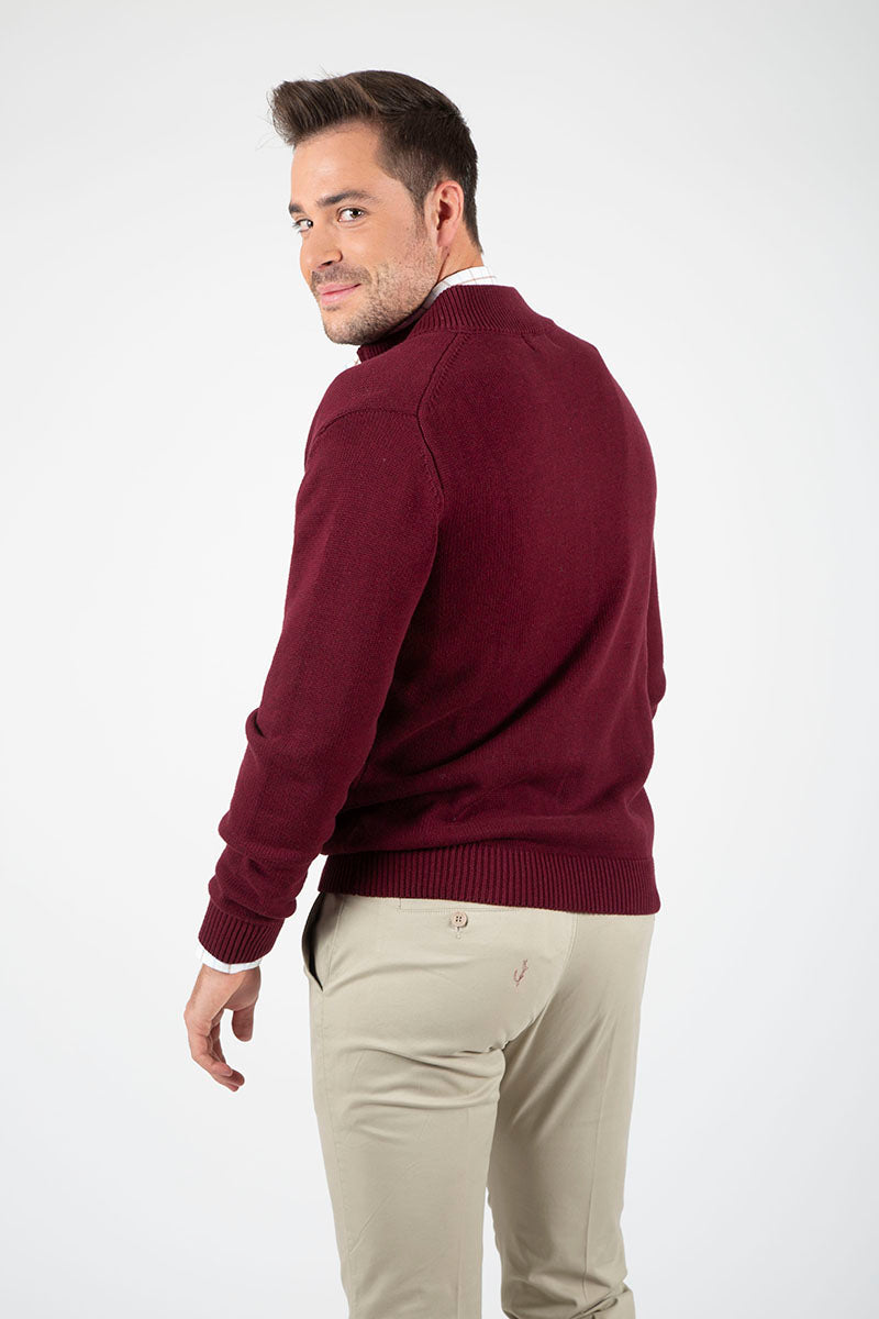 Thick knit maroon jacket