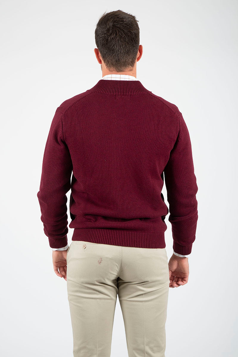 Thick knit maroon jacket