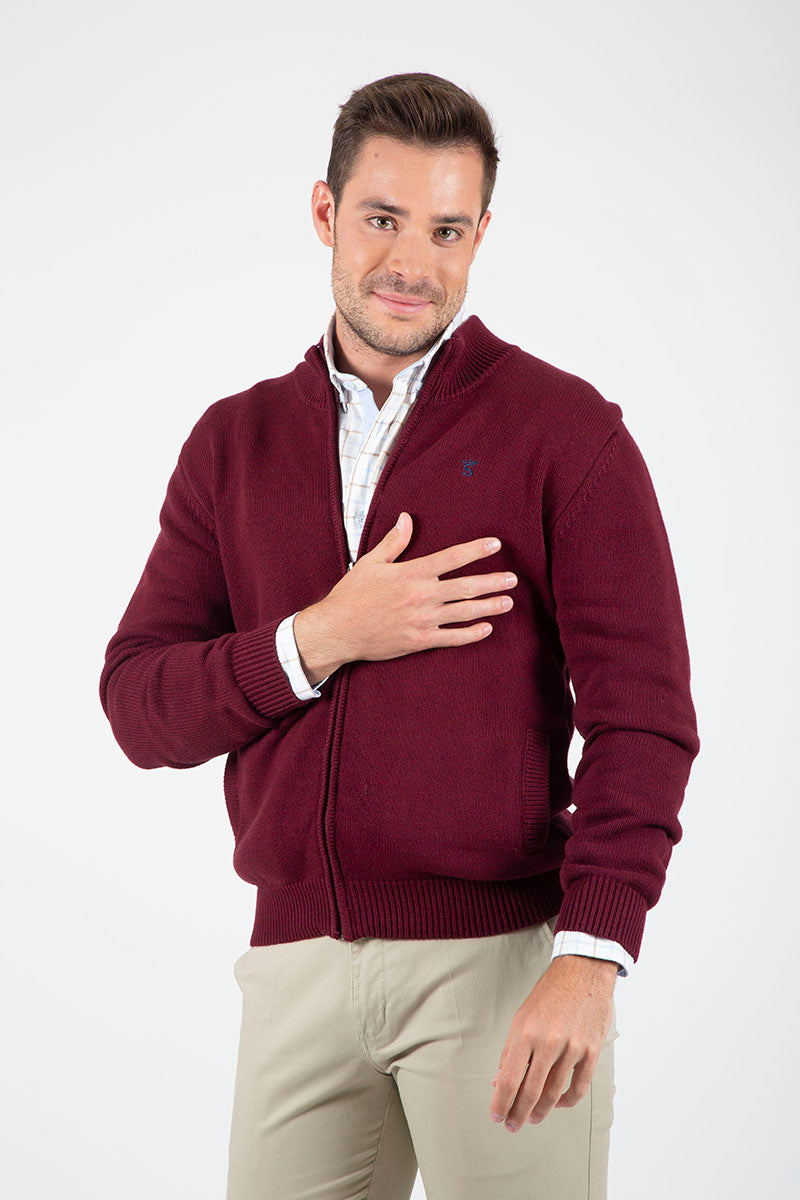 Thick knit maroon jacket