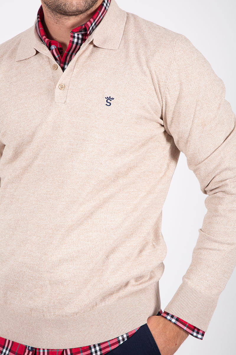 Beige polo sweater