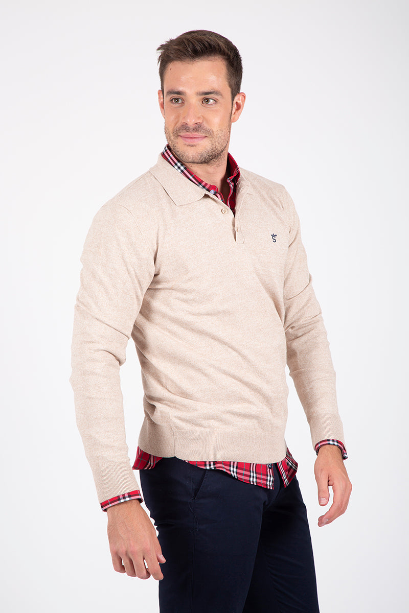 Beige polo sweater