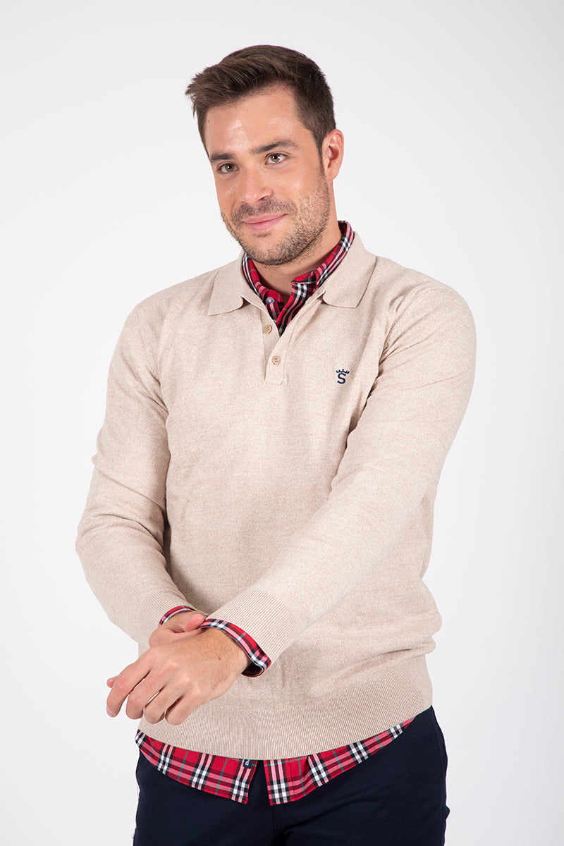 Beige polo sweater