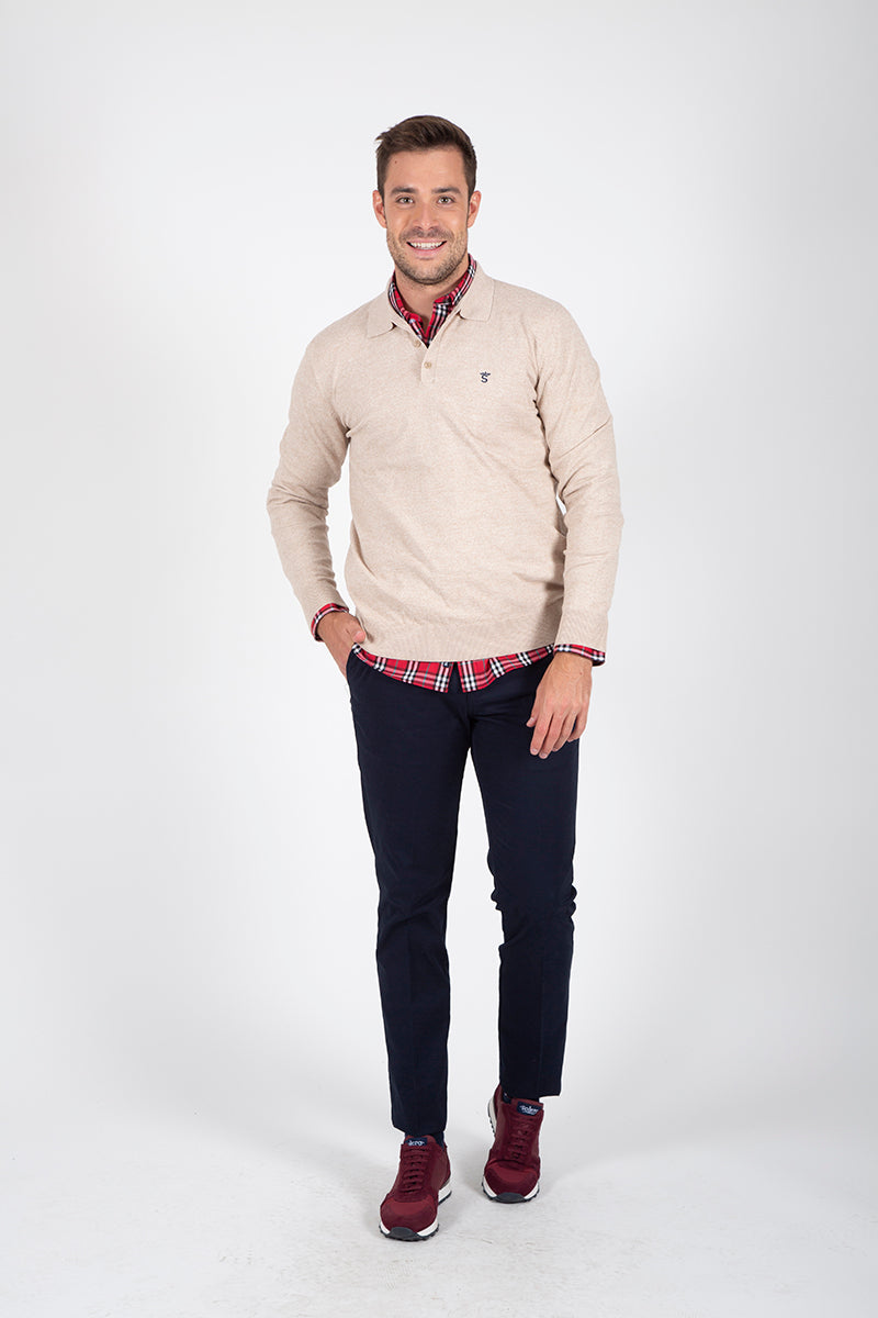 Beige polo sweater
