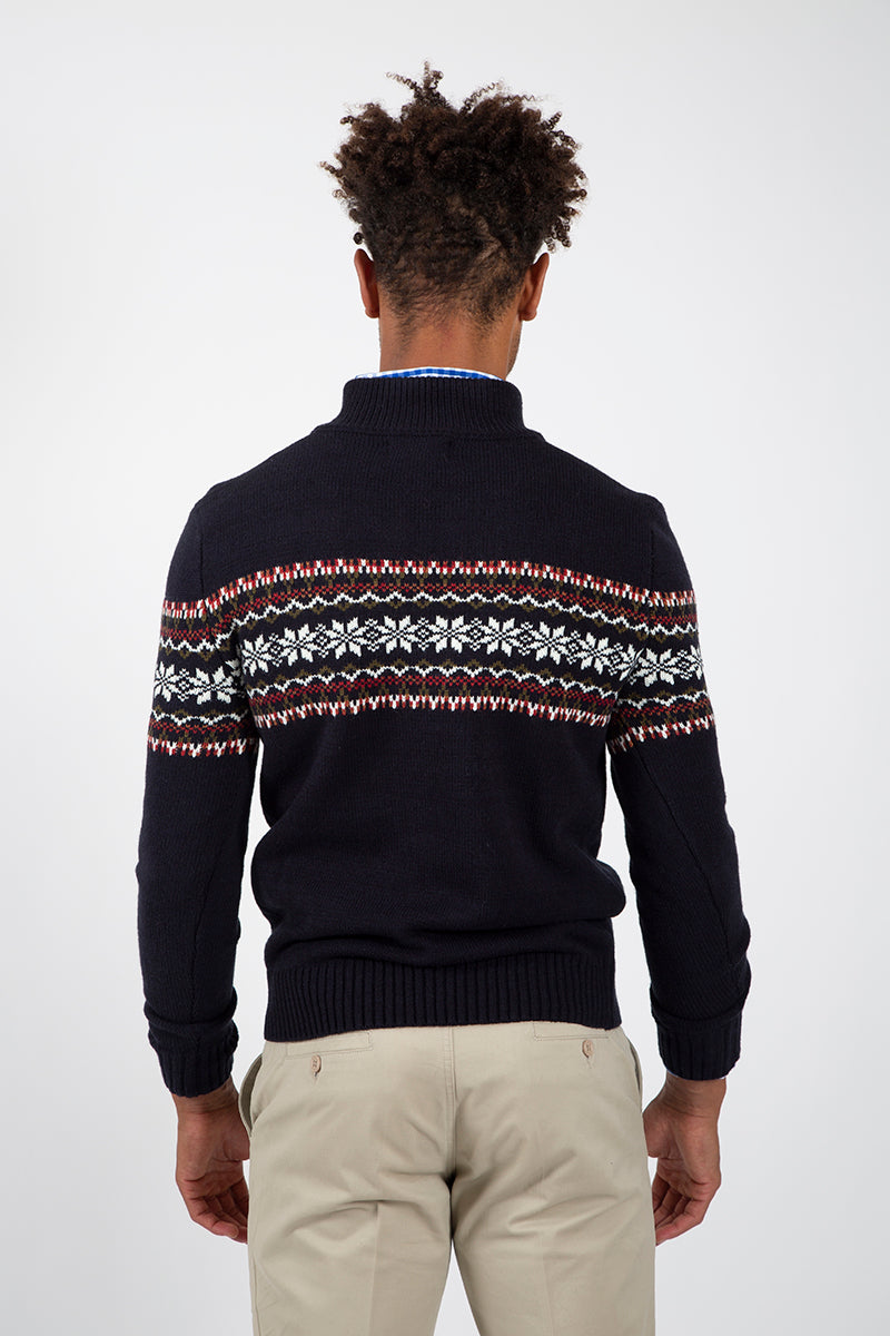 Navy Grecas Zipper Sweater