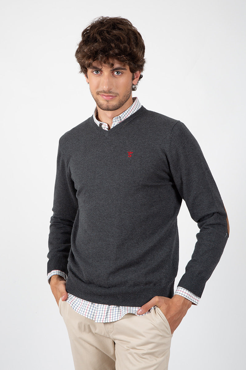 Jersey Cuello Pico Gris