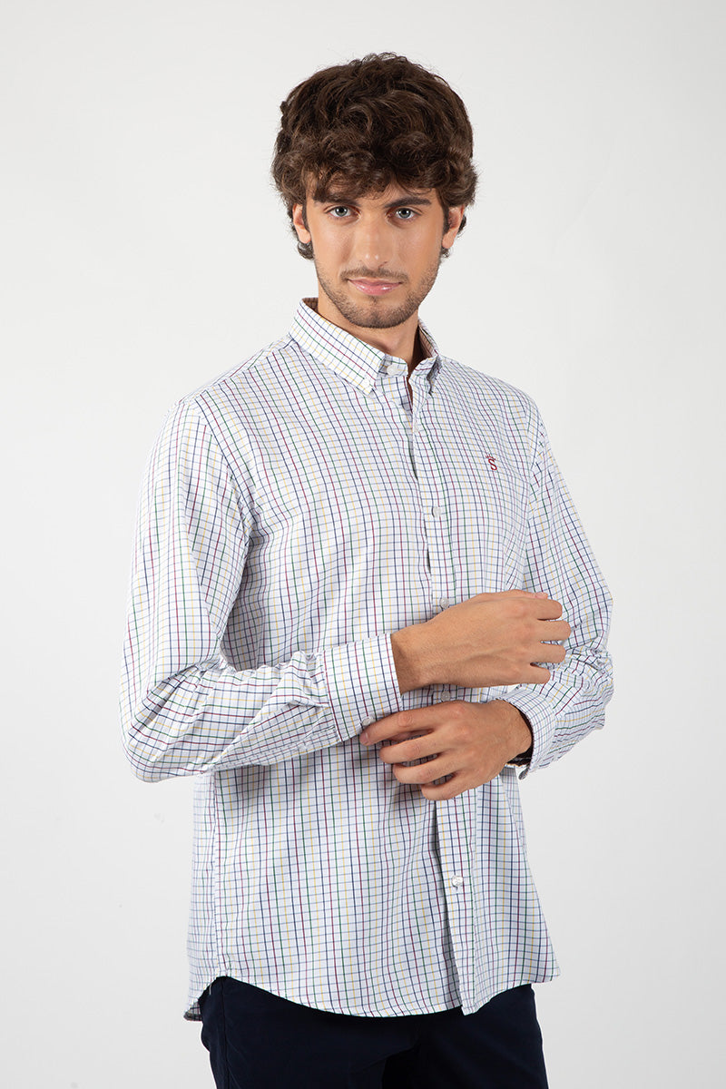 Camisa Blanca Cuadros Colores