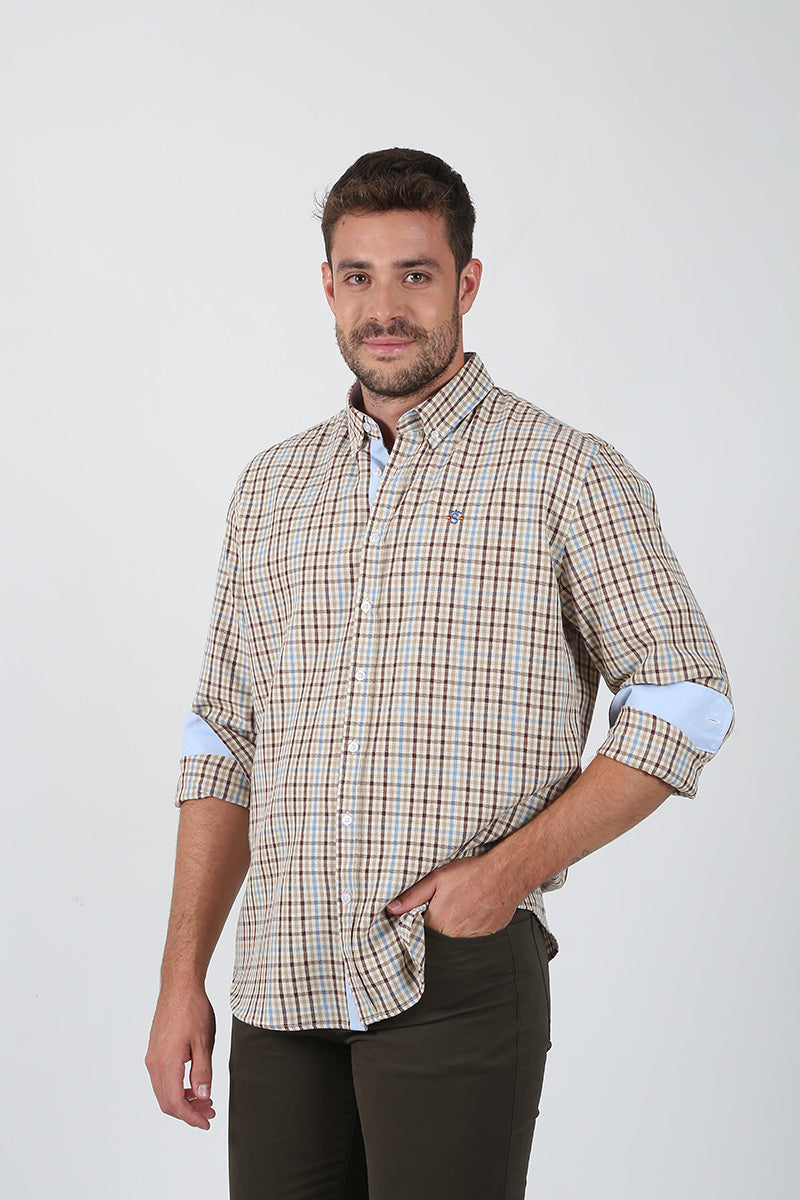 Camisa Cuadros Tostada
