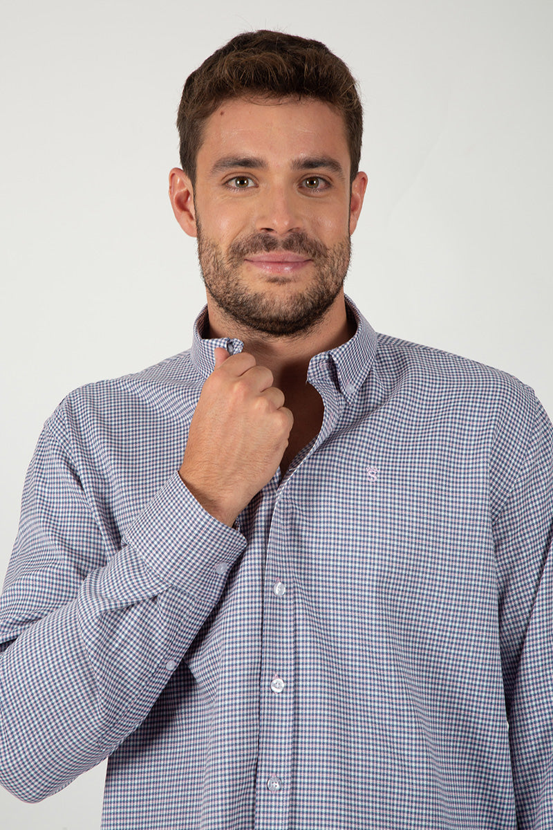 Camisa Mini Cuadro Marino