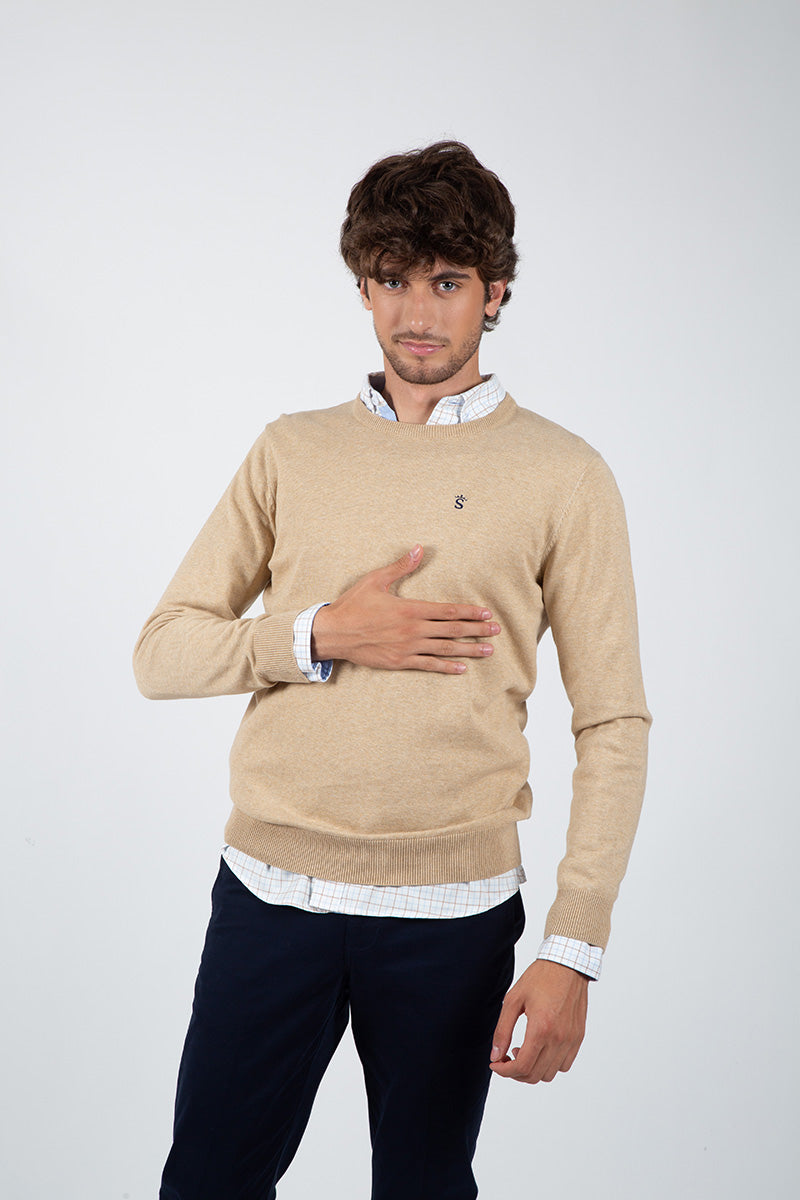 Beige Round Neck Sweater
