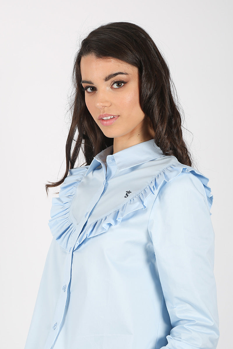Blusa Celeste Volantes