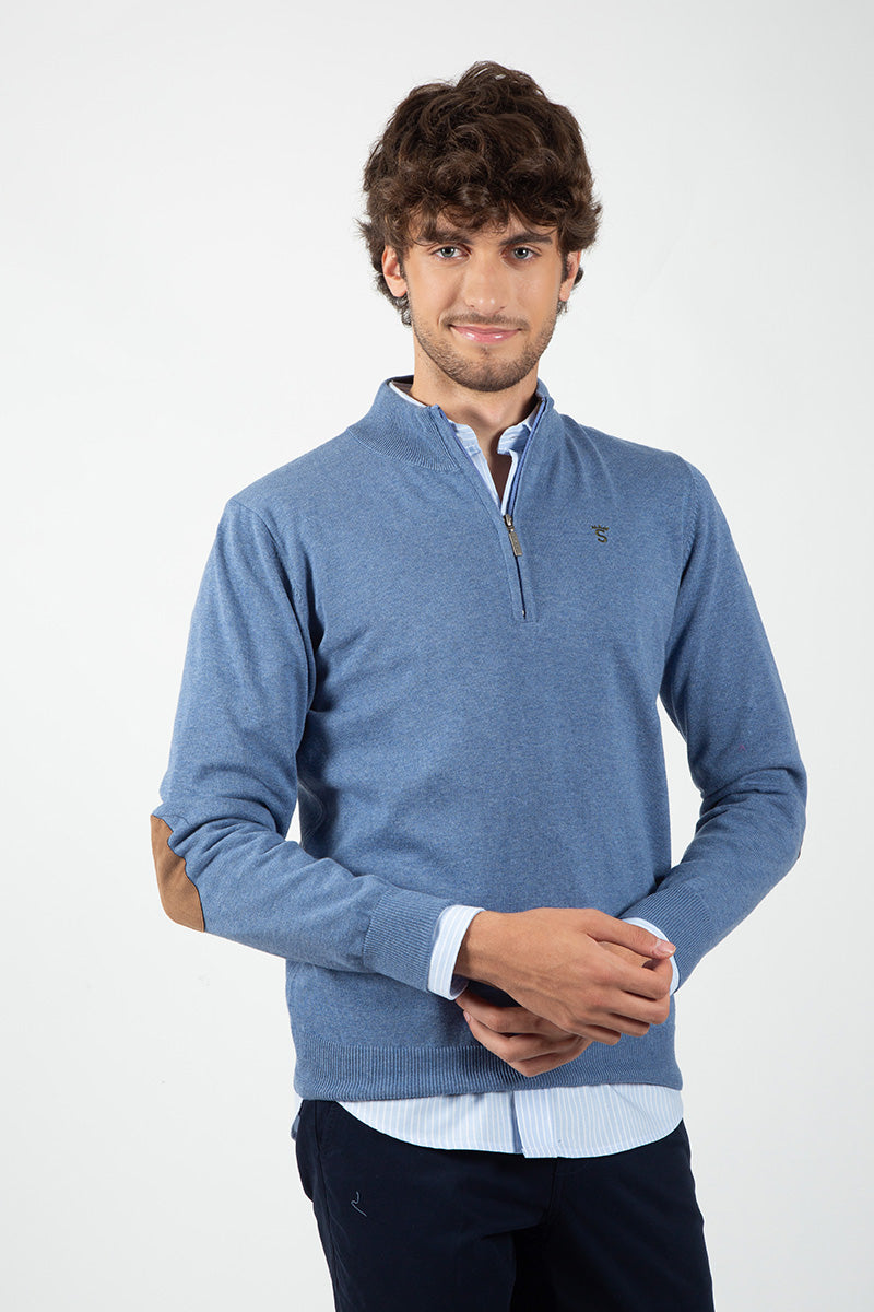 Jersey Cremallera con Coderas Azul