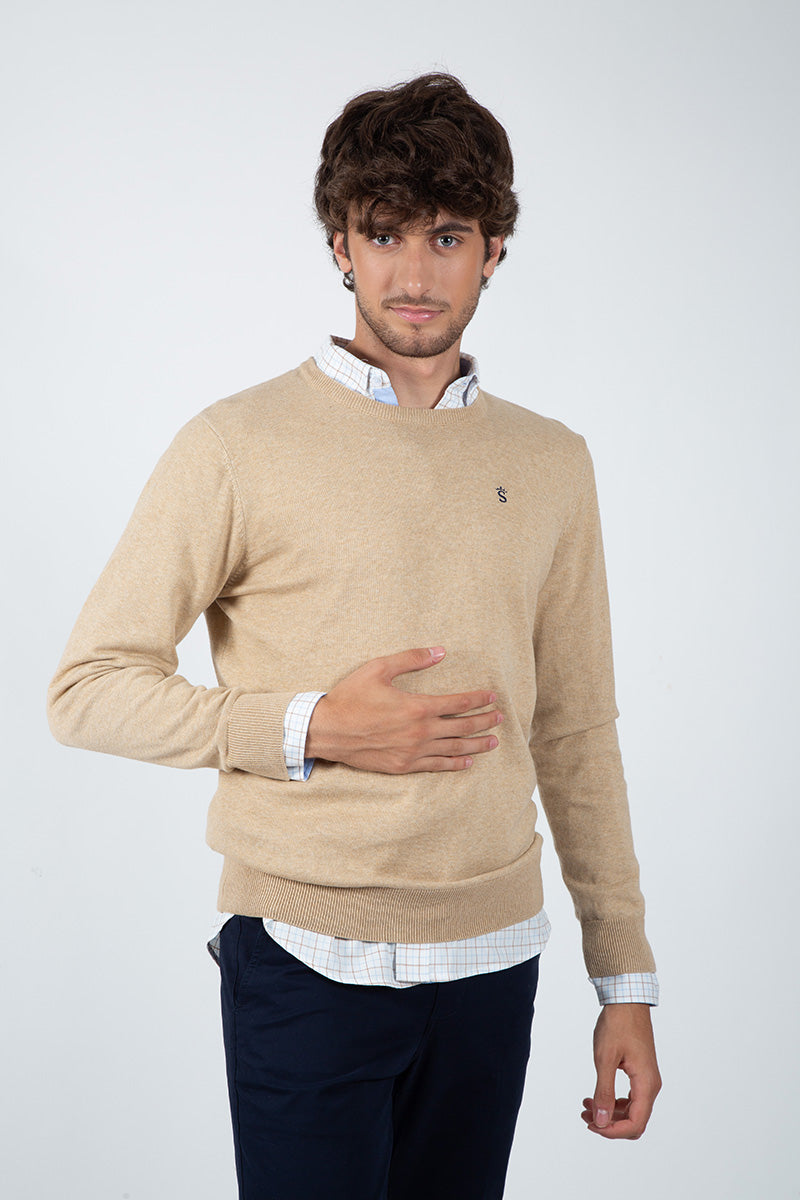 Beige Round Neck Sweater