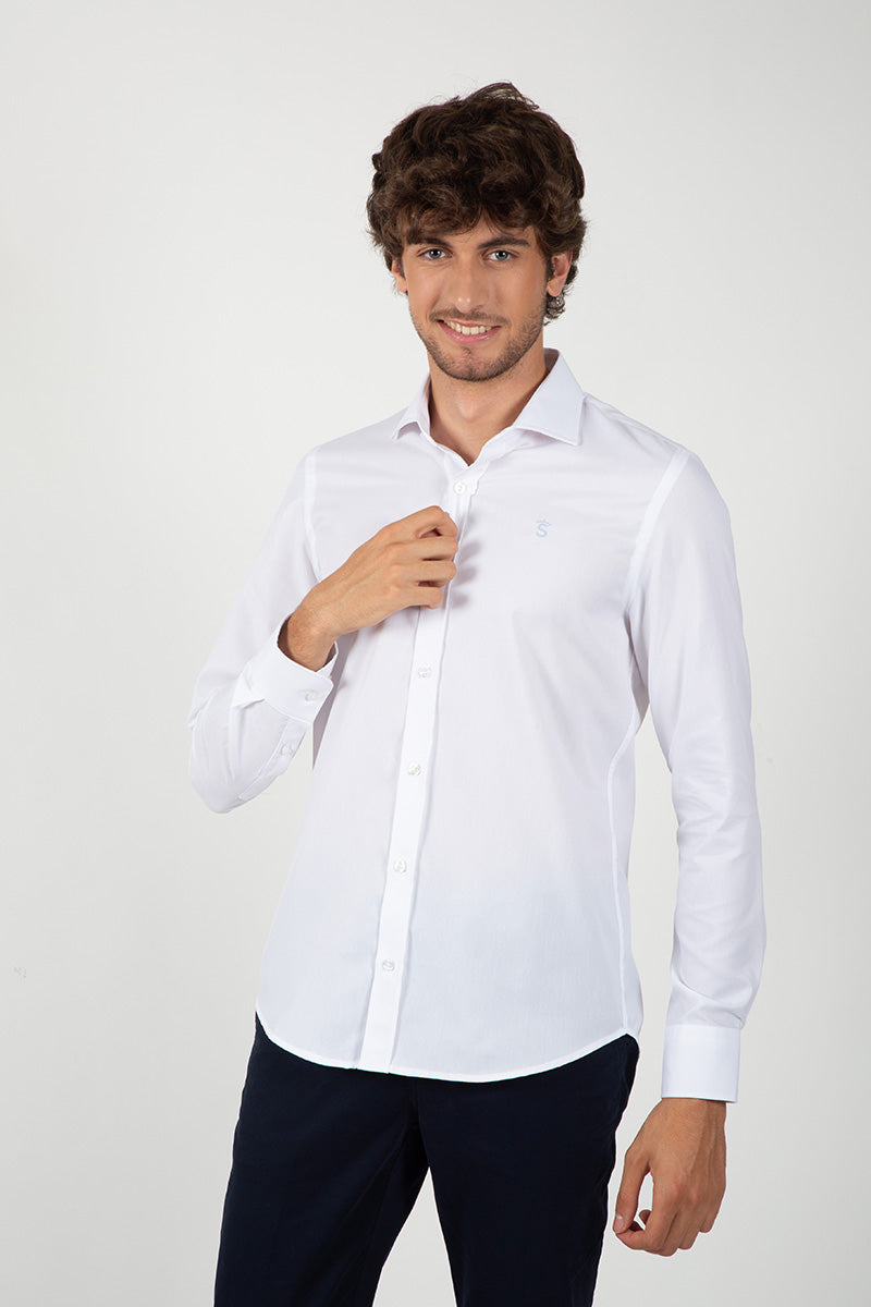 Camisa Cuello Italiano Blanco