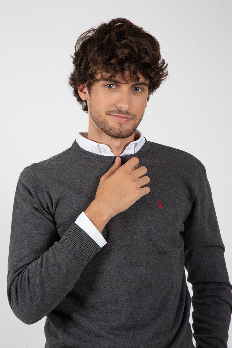 Jersey Cuello Redondo Gris