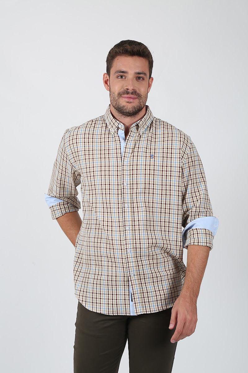 Camisa Cuadros Tostada