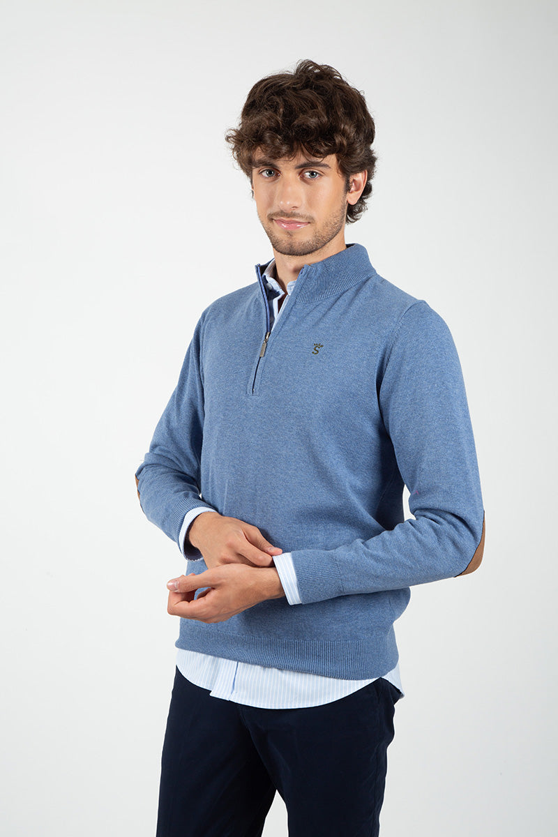 Jersey Cremallera con Coderas Azul