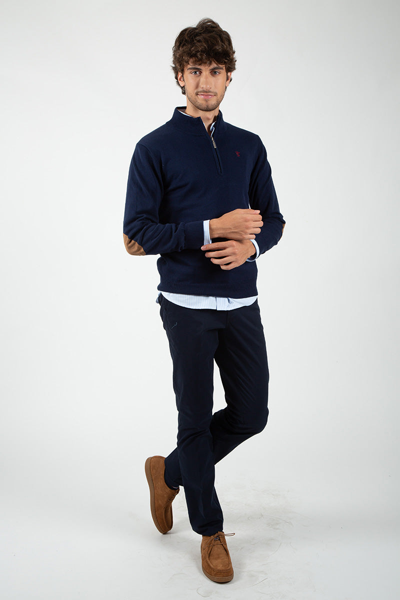 Jersey Cremallera con Coderas Marino