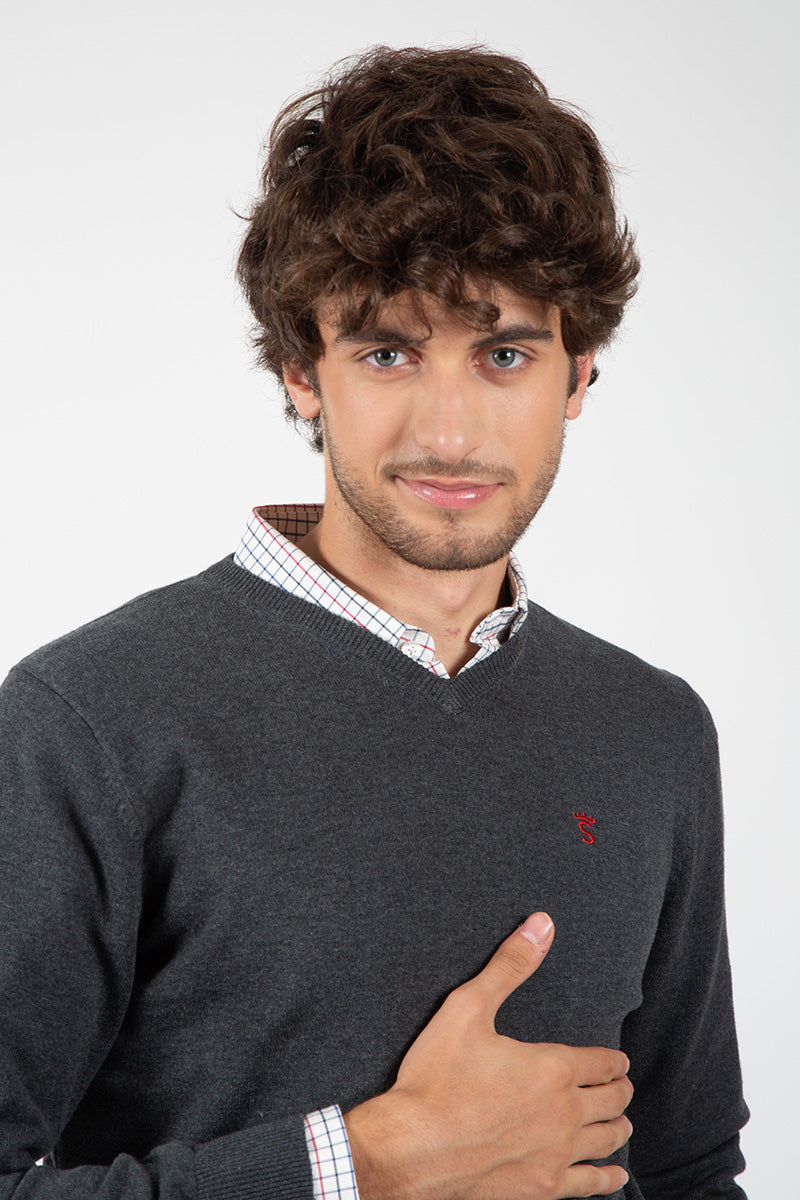Jersey Cuello Pico Gris