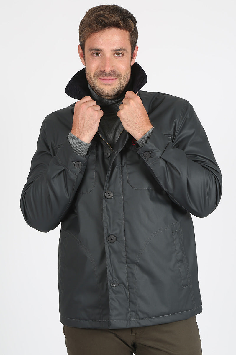 Parka Ascot Tipo Encerada Marino