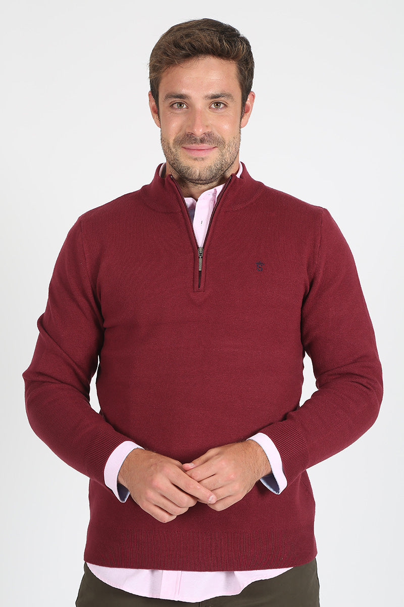 Jersey cremallera granate