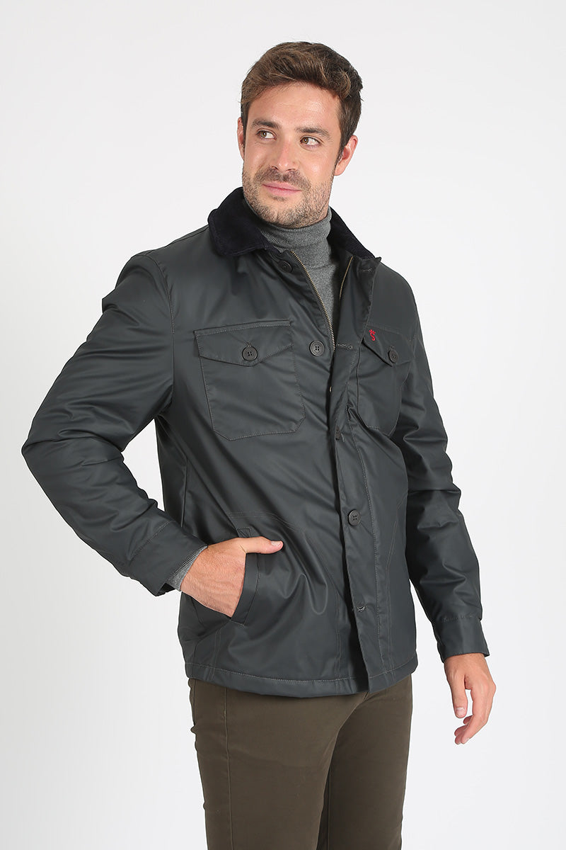 Parka Ascot Tipo Encerada Marino
