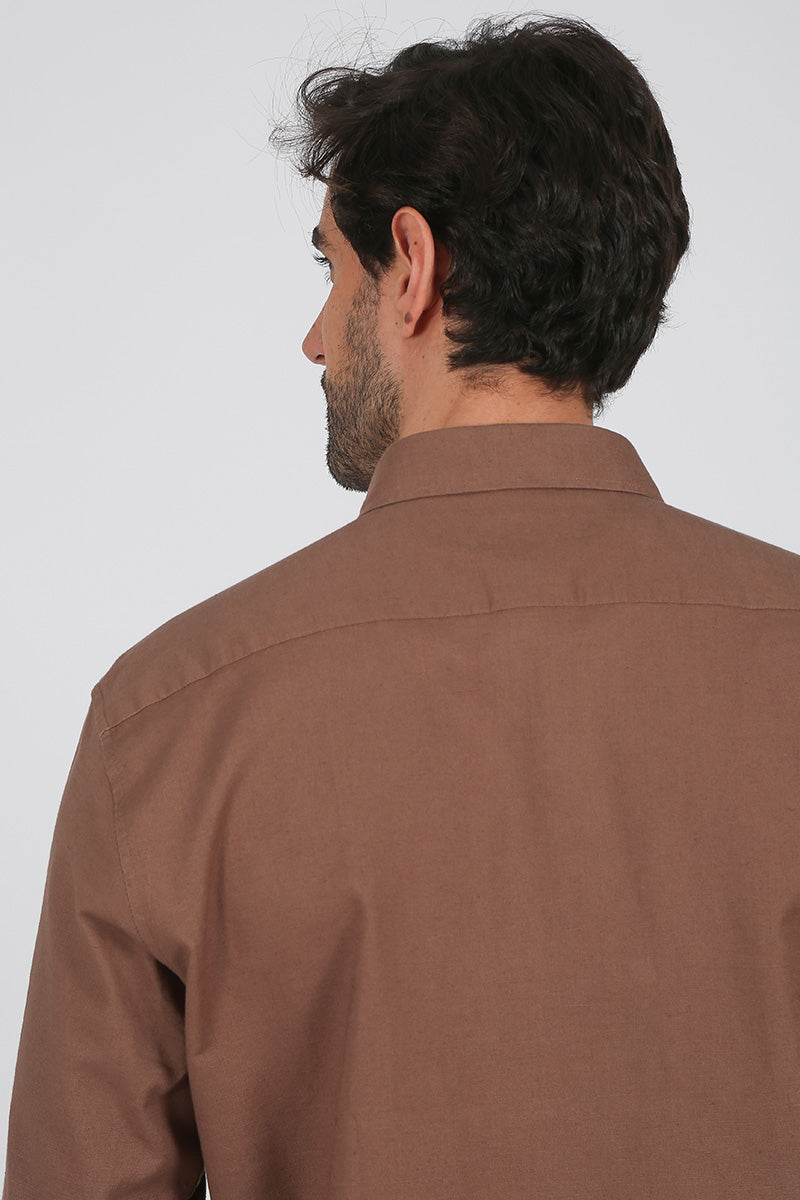 Camisa lino Marrón