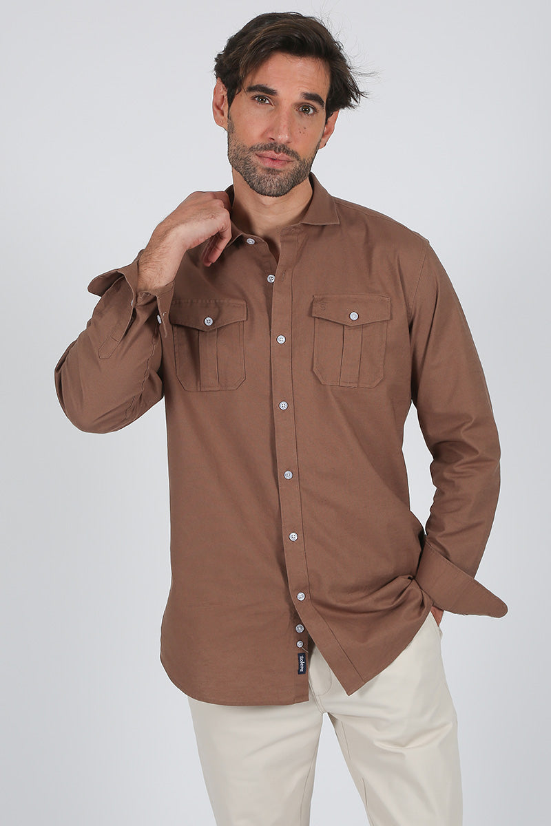 Camisa lino Marrón