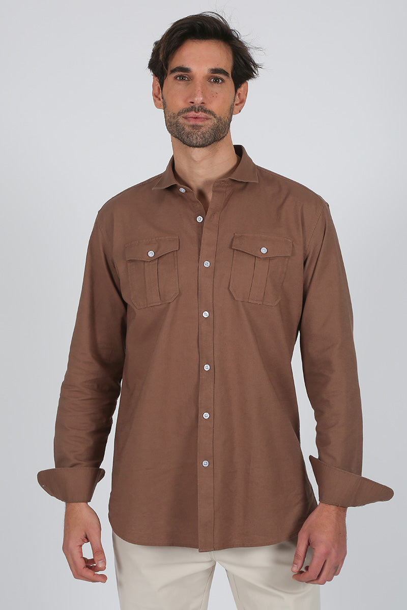 Camisa lino Marrón