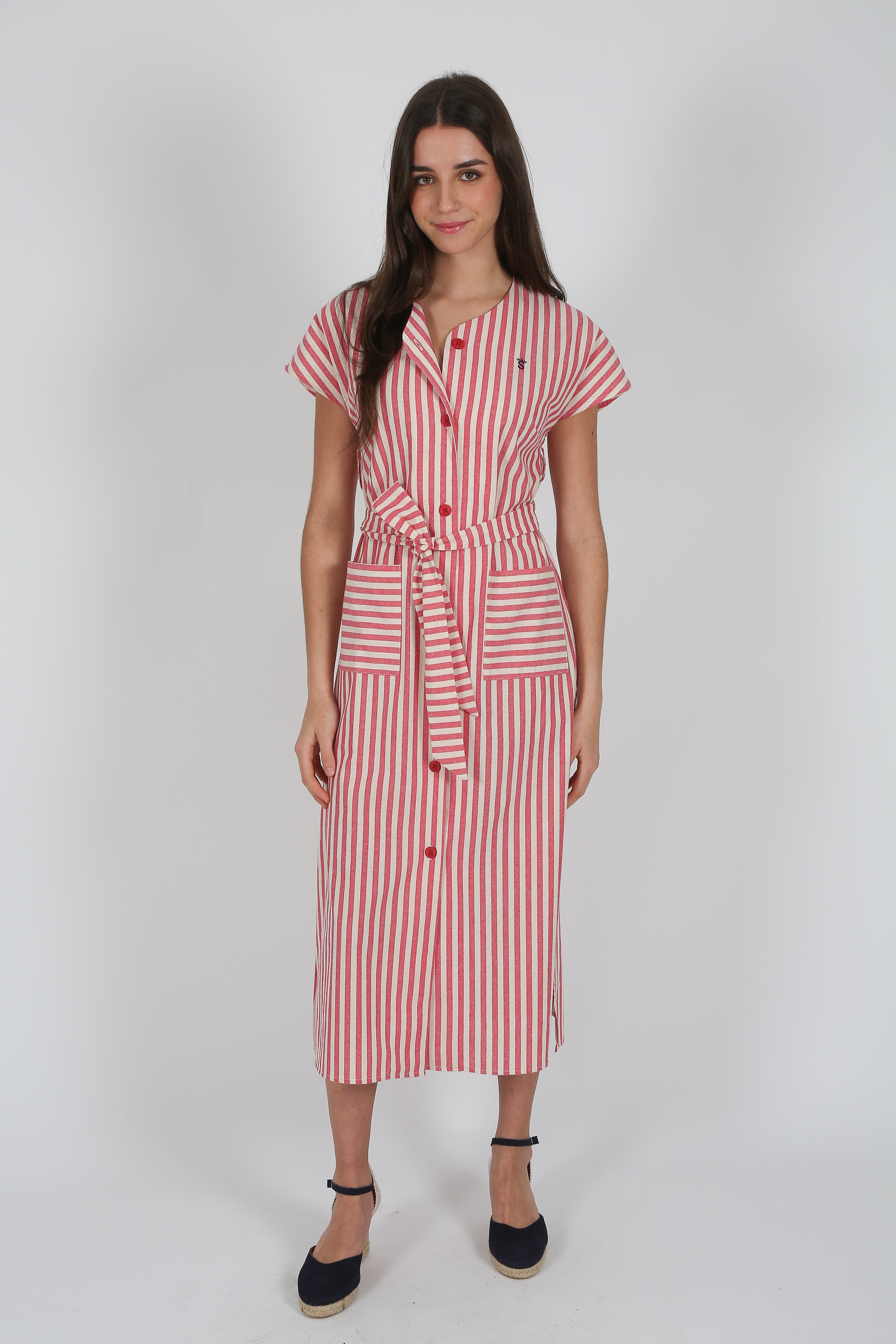 Vestido Raya Rojo Natural