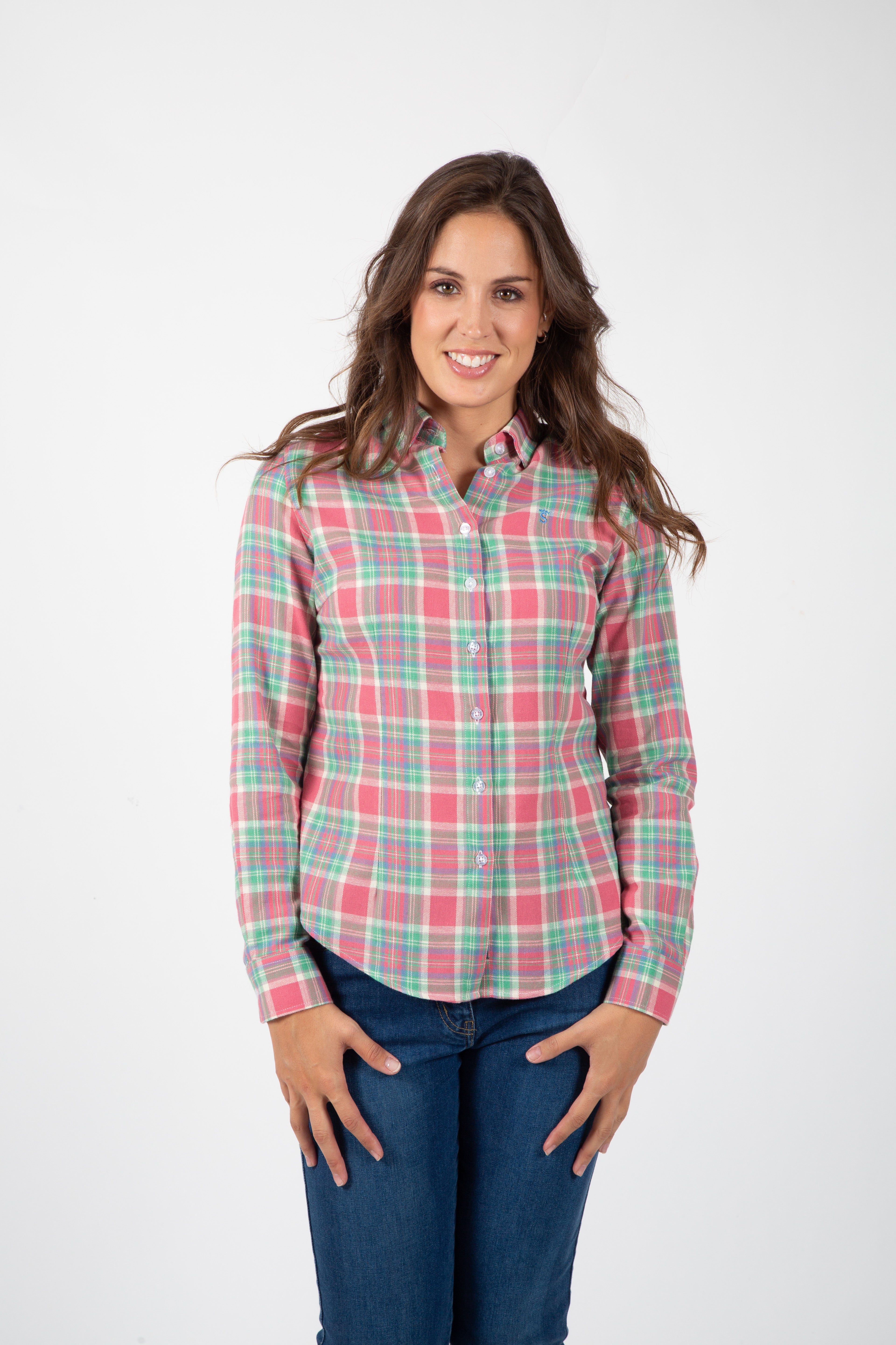 Camisa Cuadros Salmón y Verde