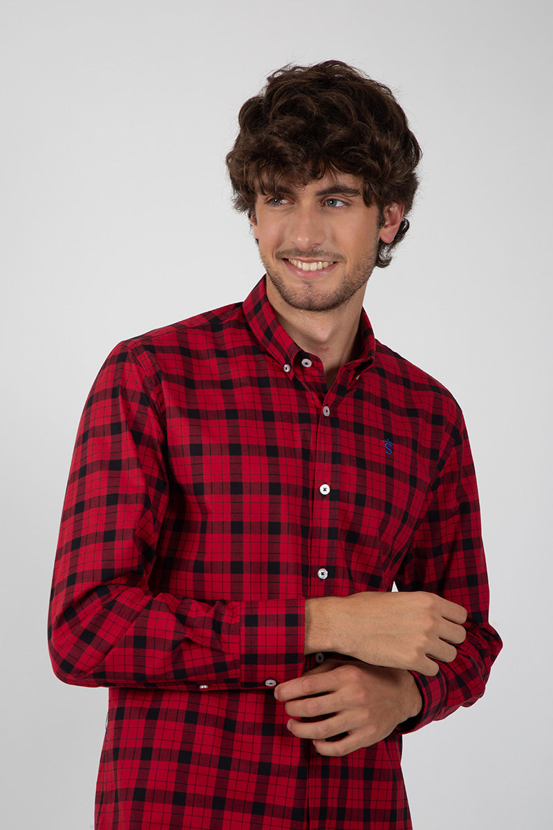 Chemise à carreaux rouge