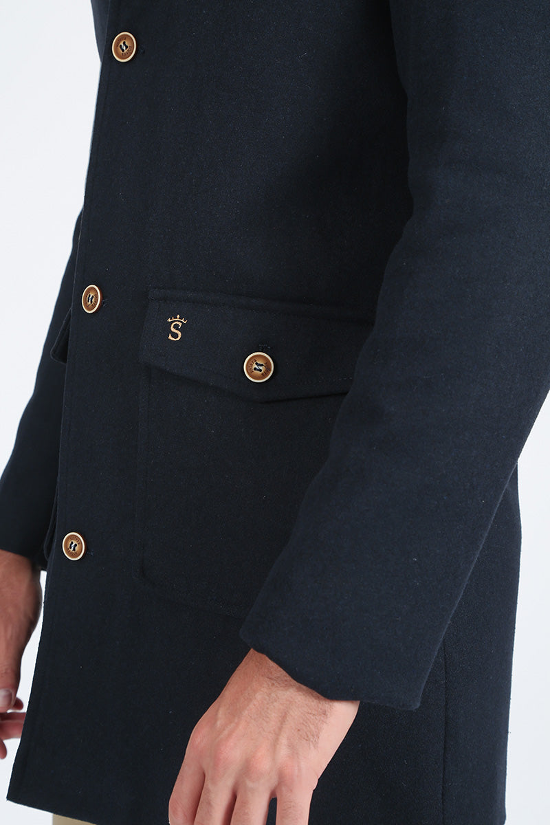 Navy cloth trench coat